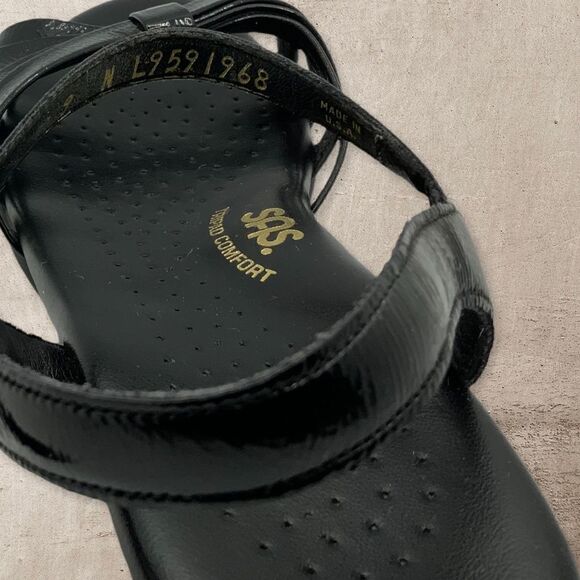 SAS TriPad Comfort Womens Black Patent Leather Ankle Strap Sandals Size 9 - Picture 3 of 6